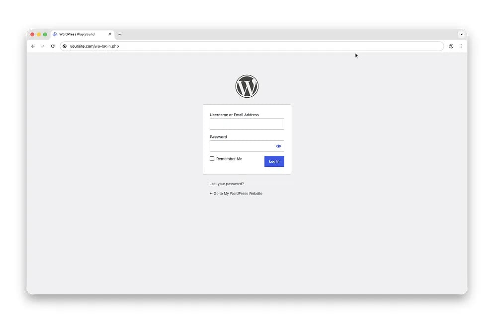 wordpress login screen
