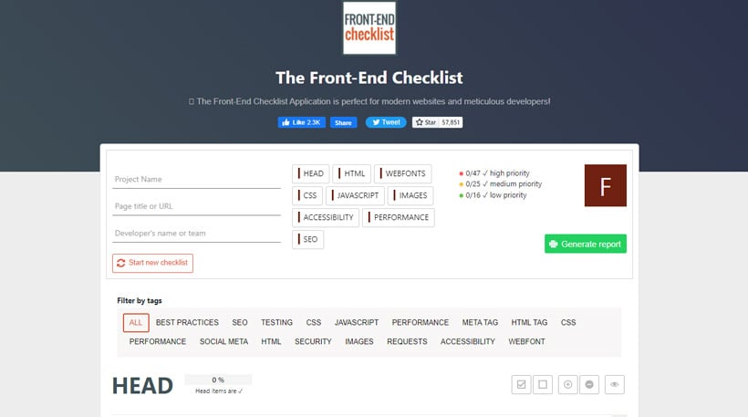 front end checklist
