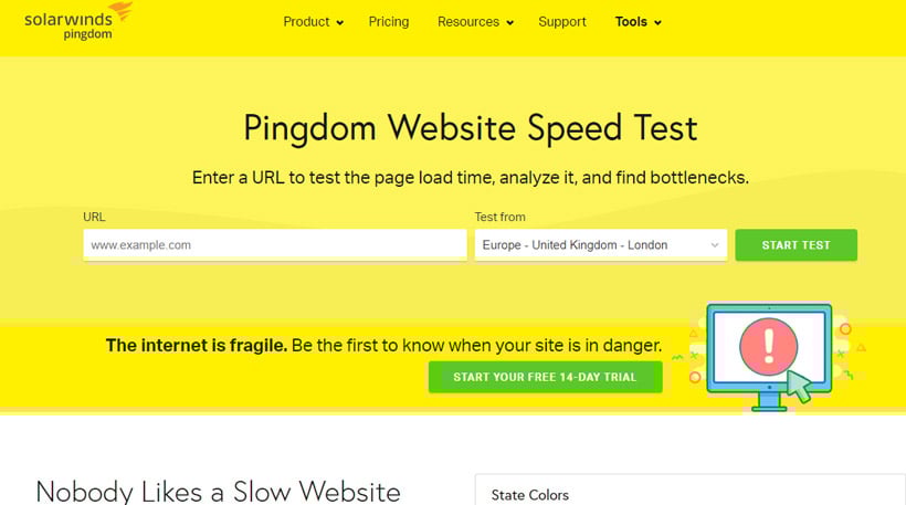 pingdom website speed test