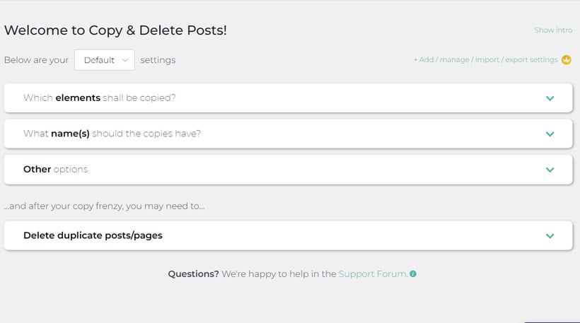 Duplicate Post Configuration