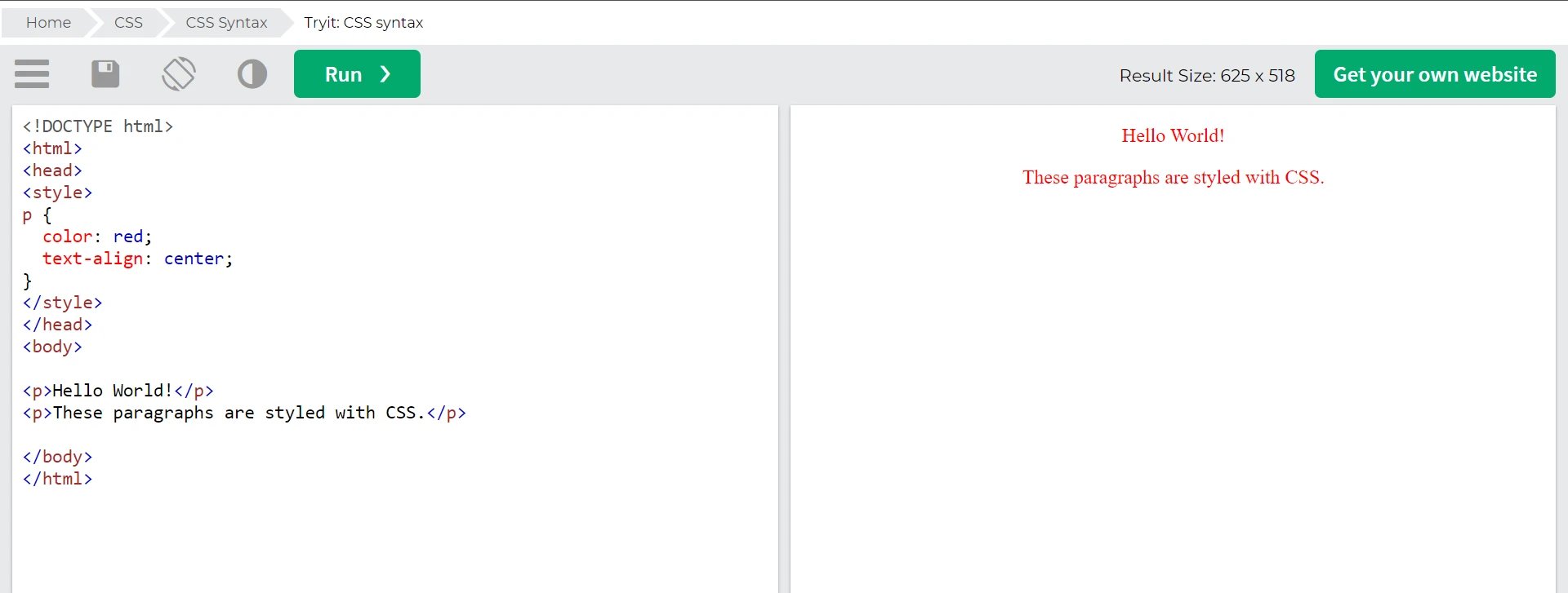 example of a css code