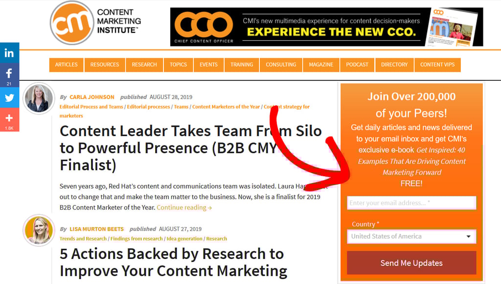 content marketing institute website