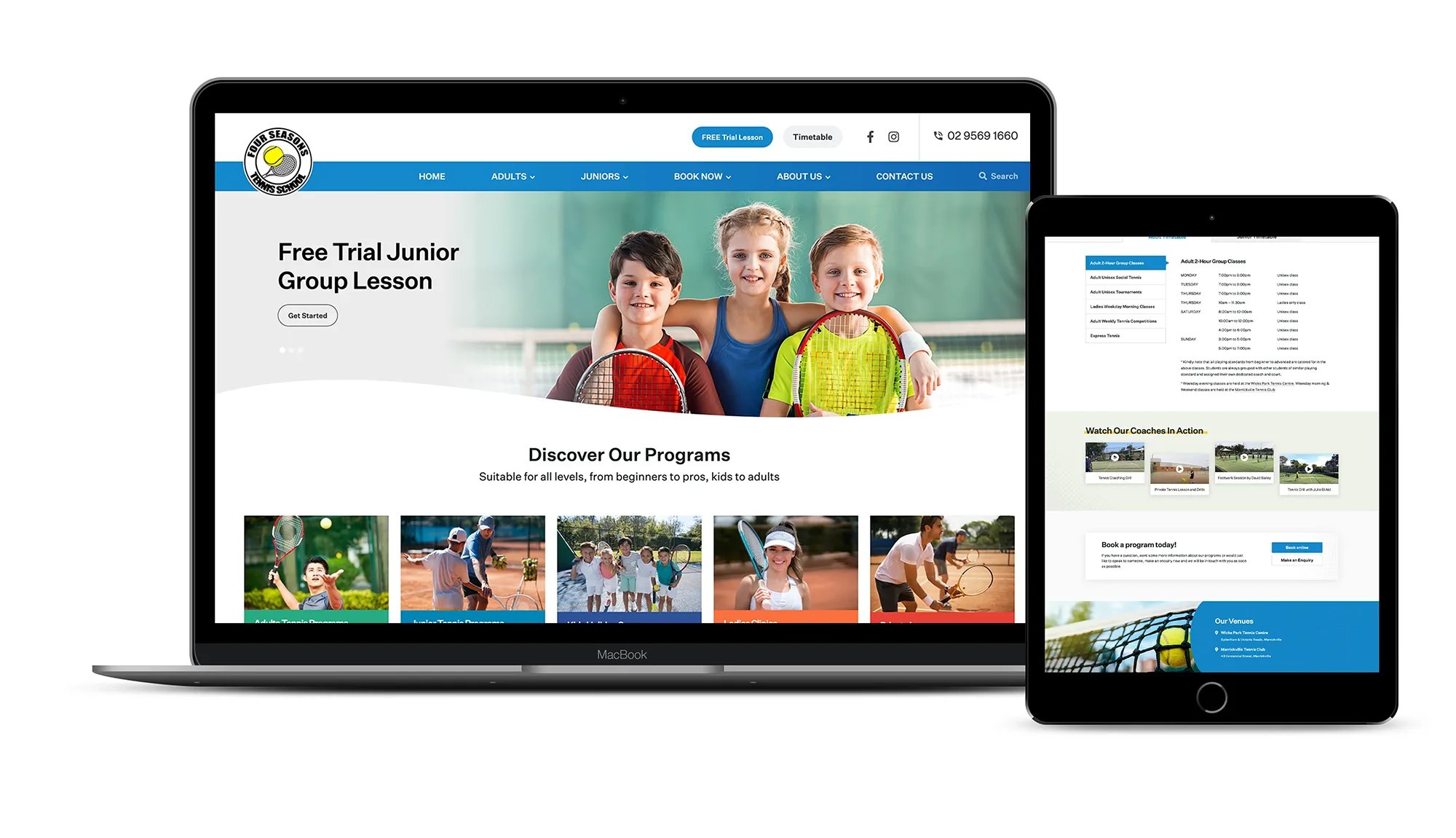 tennis school website design