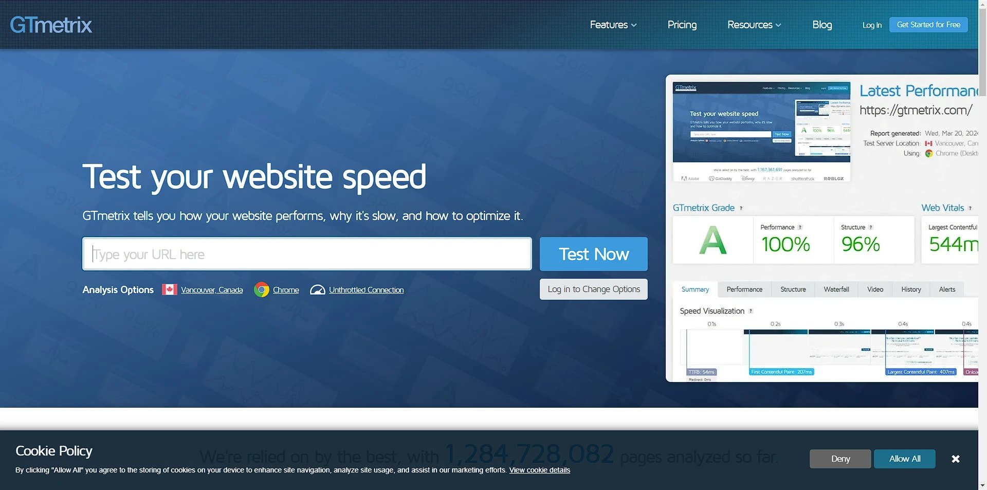 gtmetrix speed test