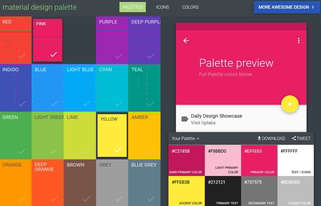 material color palette generator