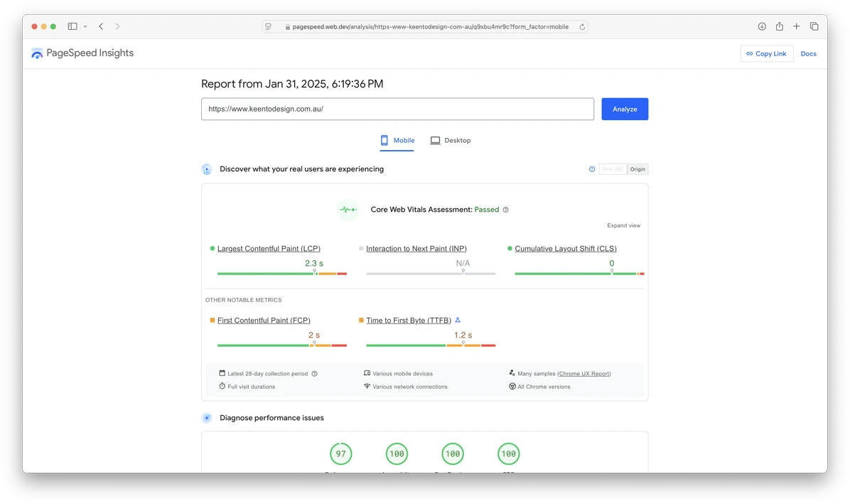 google page speed insights