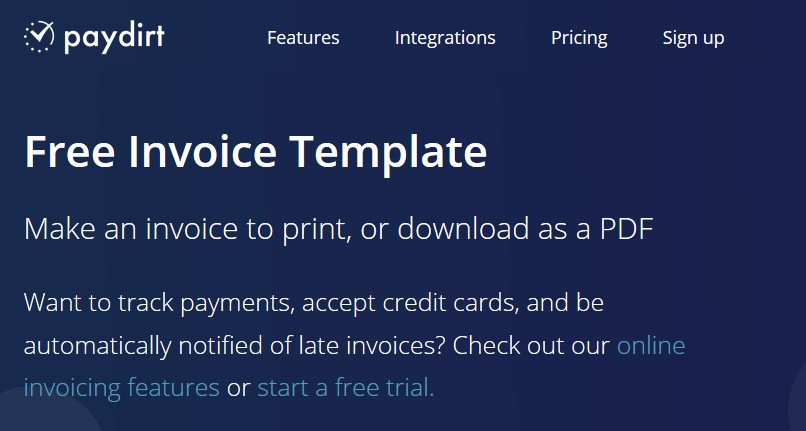 paydirt invoicing portal