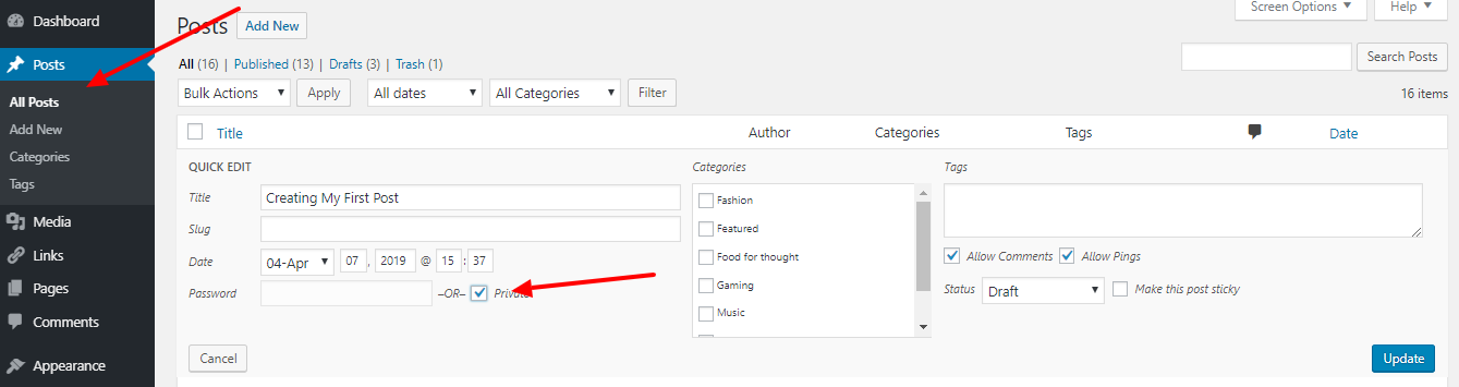 making wordpress private