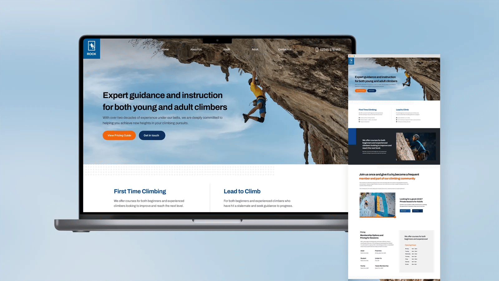 rock climbing one page website template