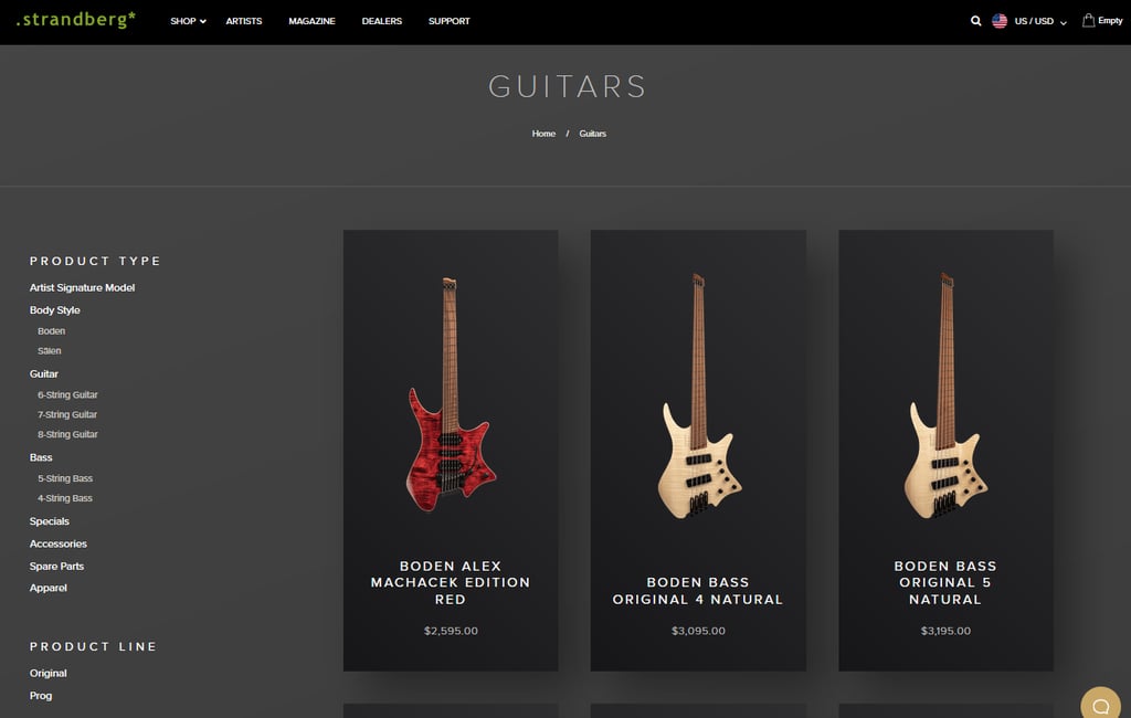 guitar ecommerce store