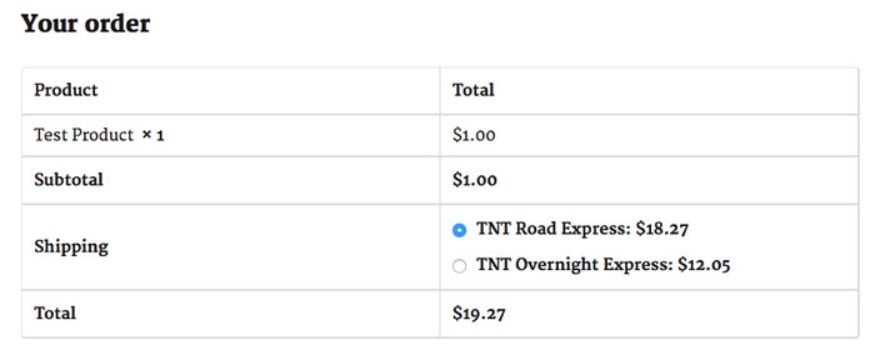 tnt woocommerce calculator