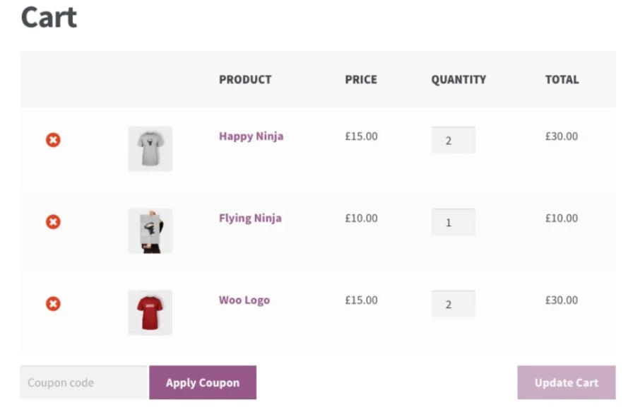 woocommerce cart